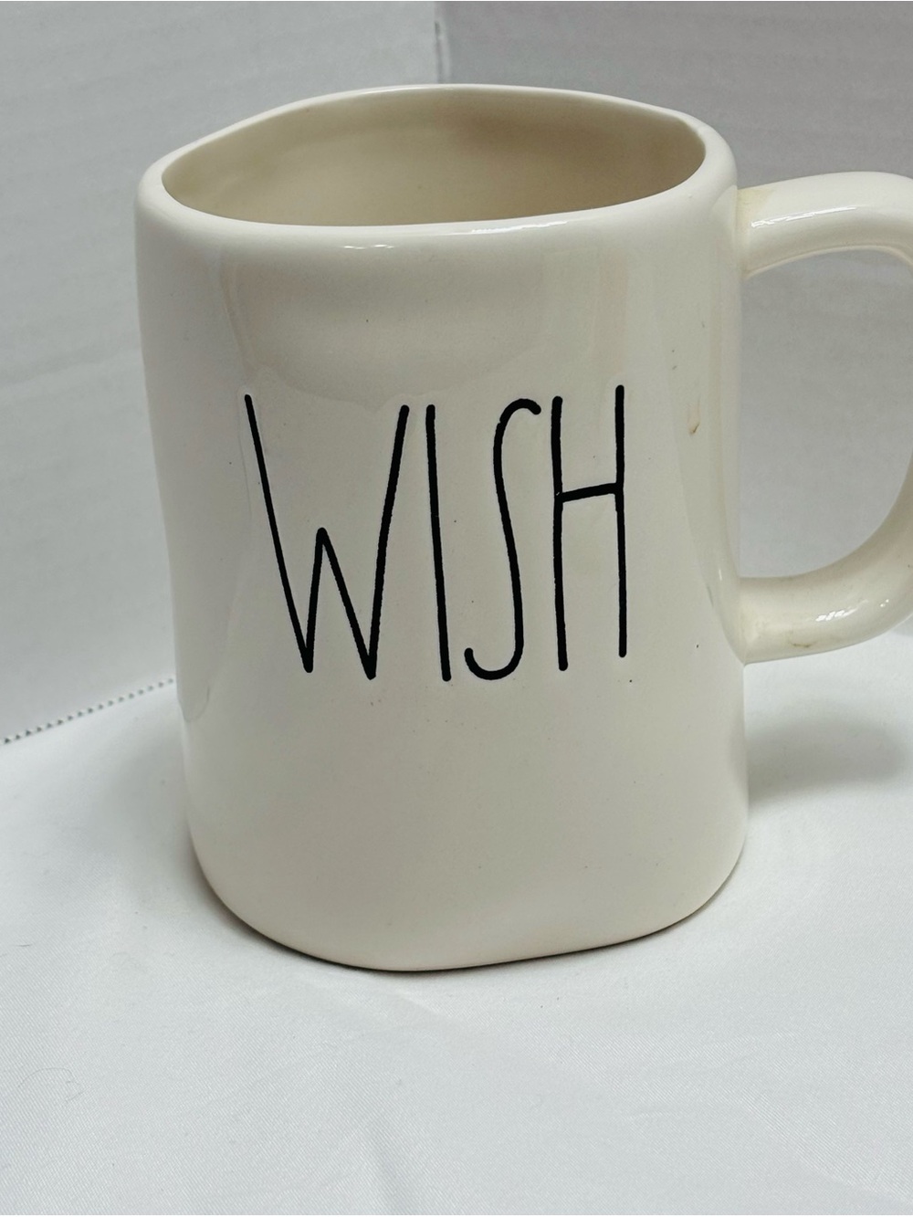 WISH Ceramic Mug in Cream with Black Lettering